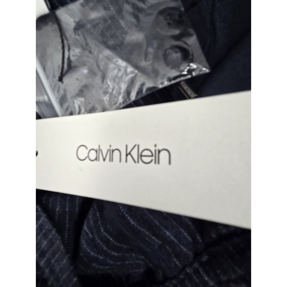Calvin Klein Shorts Mens 32 Linen Blend Navy Pinstripe Drawstring Preppy NEW - Picture 5 of 11